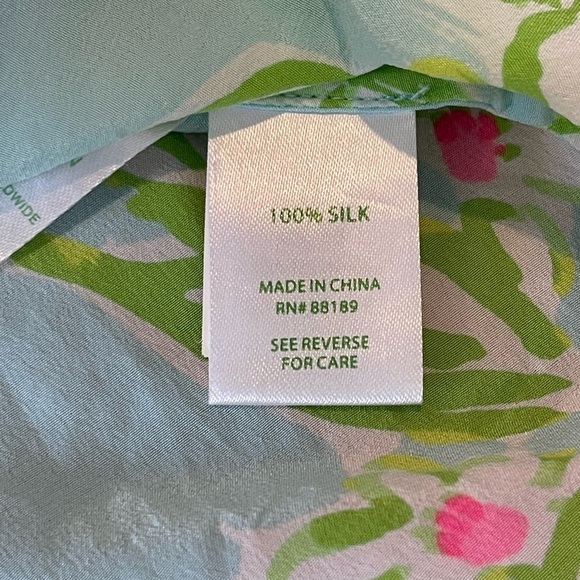 Lilly Pulitzer Stacey Floral Sleeveless Blouse - Blue and Pink, 100% Silk, XXS - Picture 6 of 14